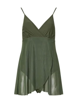 Long Tall Sally Green Mesh Skirted Swimsuit