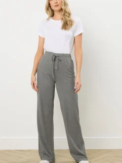 Long Tall Sally Grey Marl Waffle Wide Leg Joggers