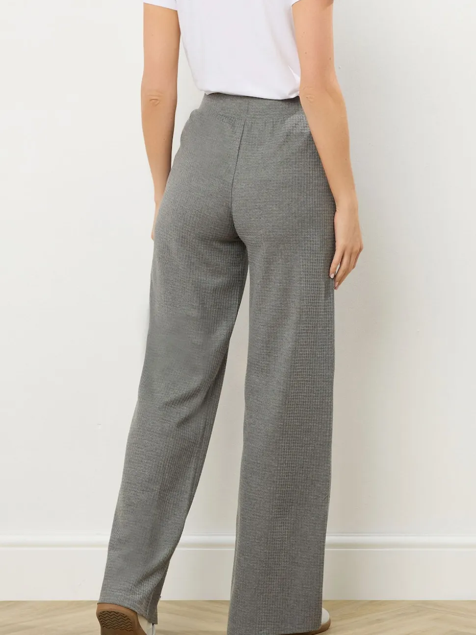 Long Tall Sally Grey Marl Waffle Wide Leg Joggers