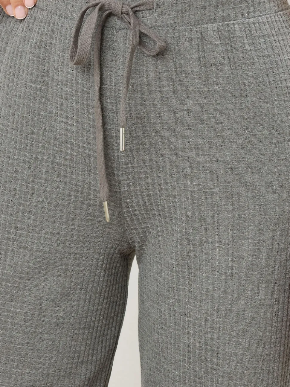 Long Tall Sally Grey Marl Waffle Wide Leg Joggers