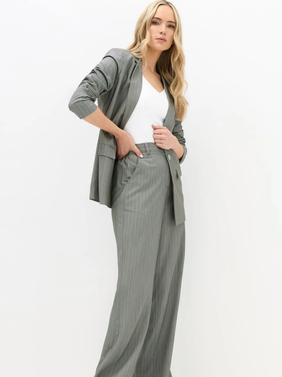 Long Tall Sally Grey Pinstripe Blazer
