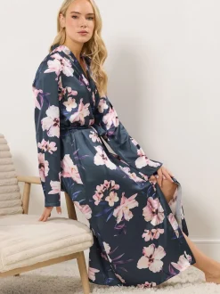 Long Tall Sally Grey Satin Maxi Robe