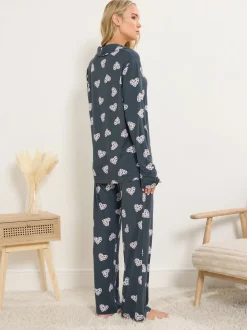 Long Tall Sally Grey Soft Touch Animal Heart Pyjamas Set