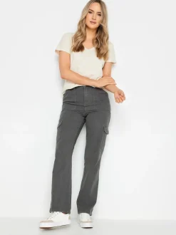 Long Tall Sally Grey Straight Leg 100% Cotton Jeans