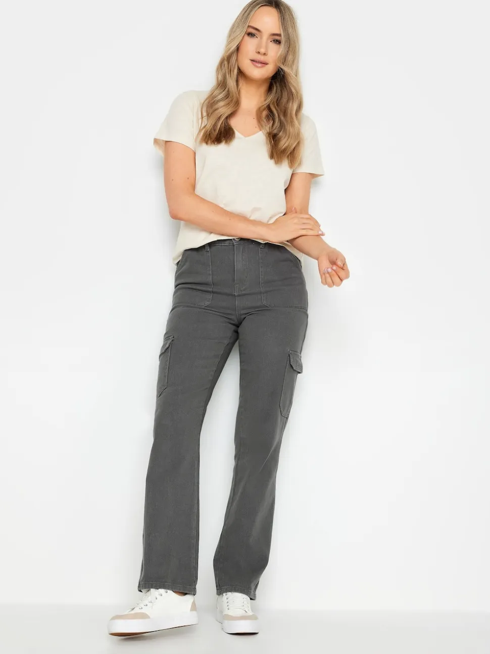 Long Tall Sally Grey Straight Leg 100% Cotton Jeans