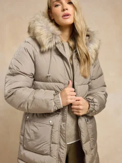 Long Tall Sally Natural Padded Midi Coat
