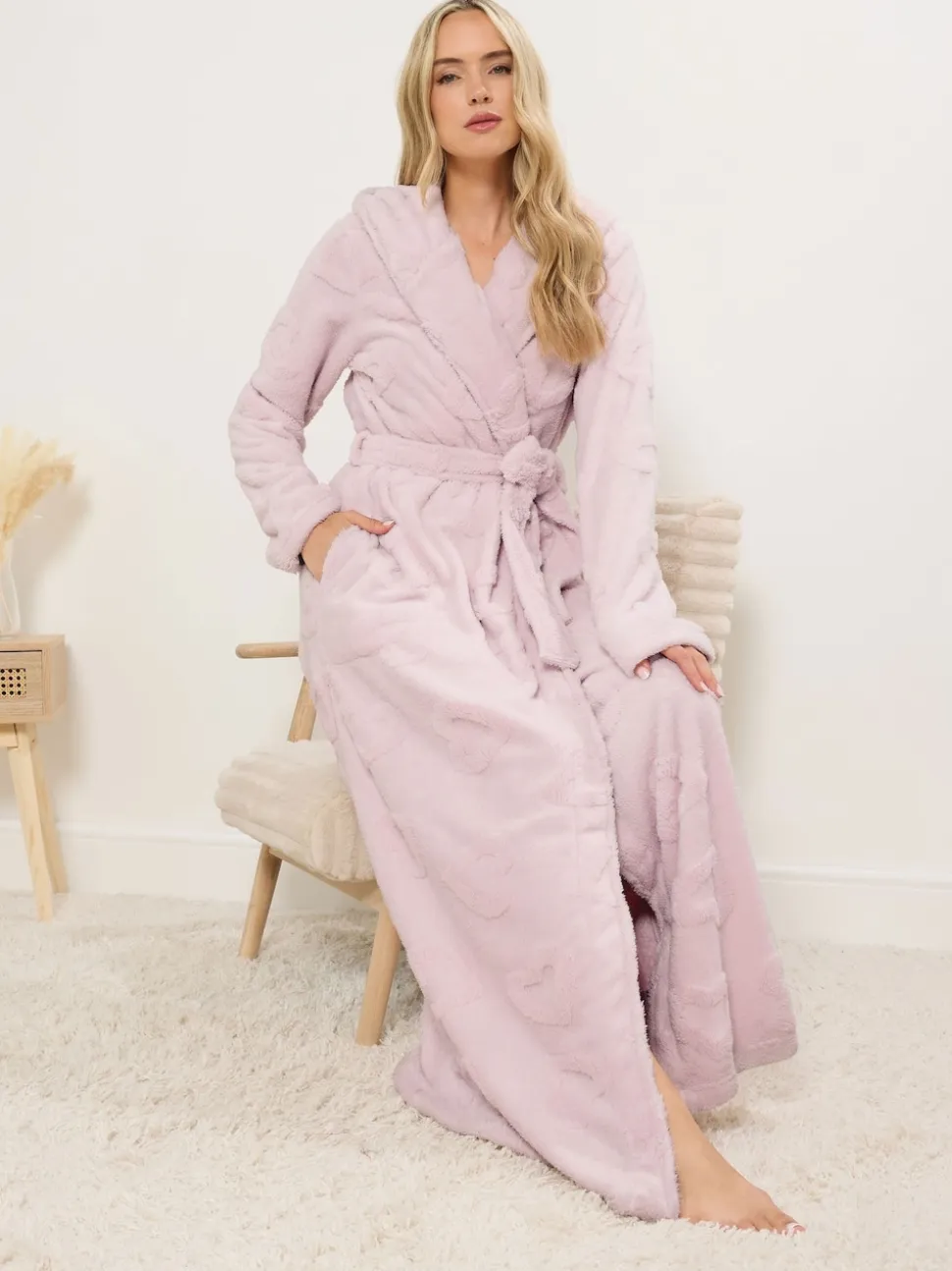Long Tall Sally Pink Hooded Maxi Robe