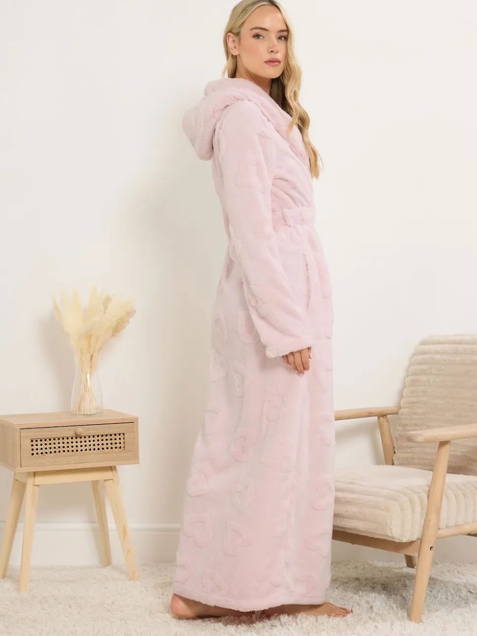 Long Tall Sally Pink Hooded Maxi Robe