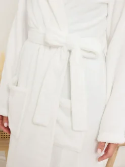 Long Tall Sally White Cotton Touch Hooded Maxi Robe