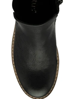 Lotus Black Wide Fit Casual Ankle Boots