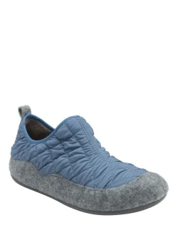 Lotus Blue Quilted Textile Slippers
