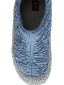 Lotus Blue Quilted Textile Slippers