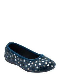 Lotus Blue Textile Ballerina Slippers