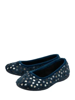 Lotus Blue Textile Ballerina Slippers