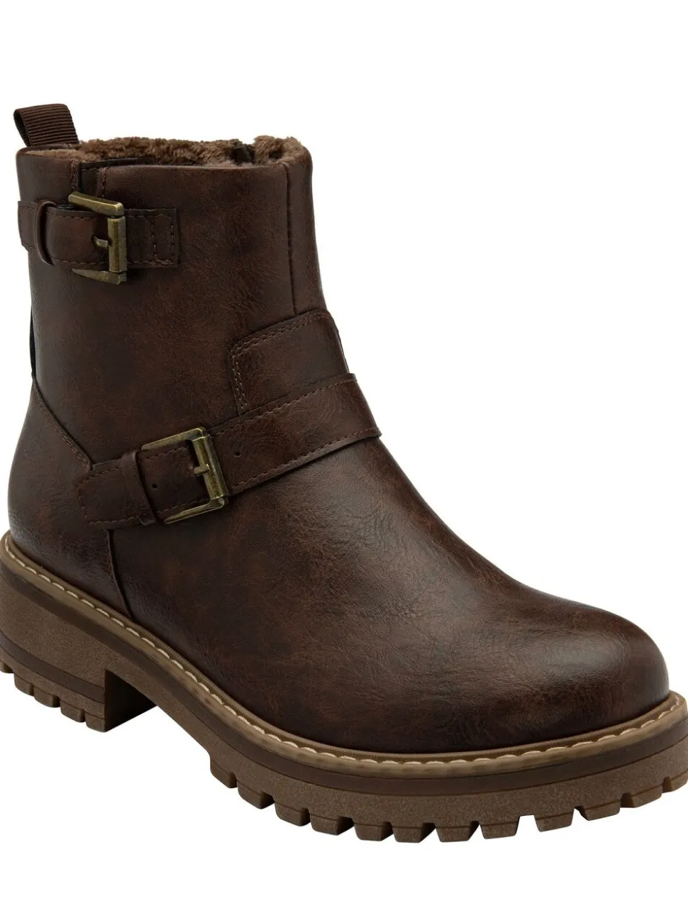 Lotus Brown Zip-Up Ankle Boots