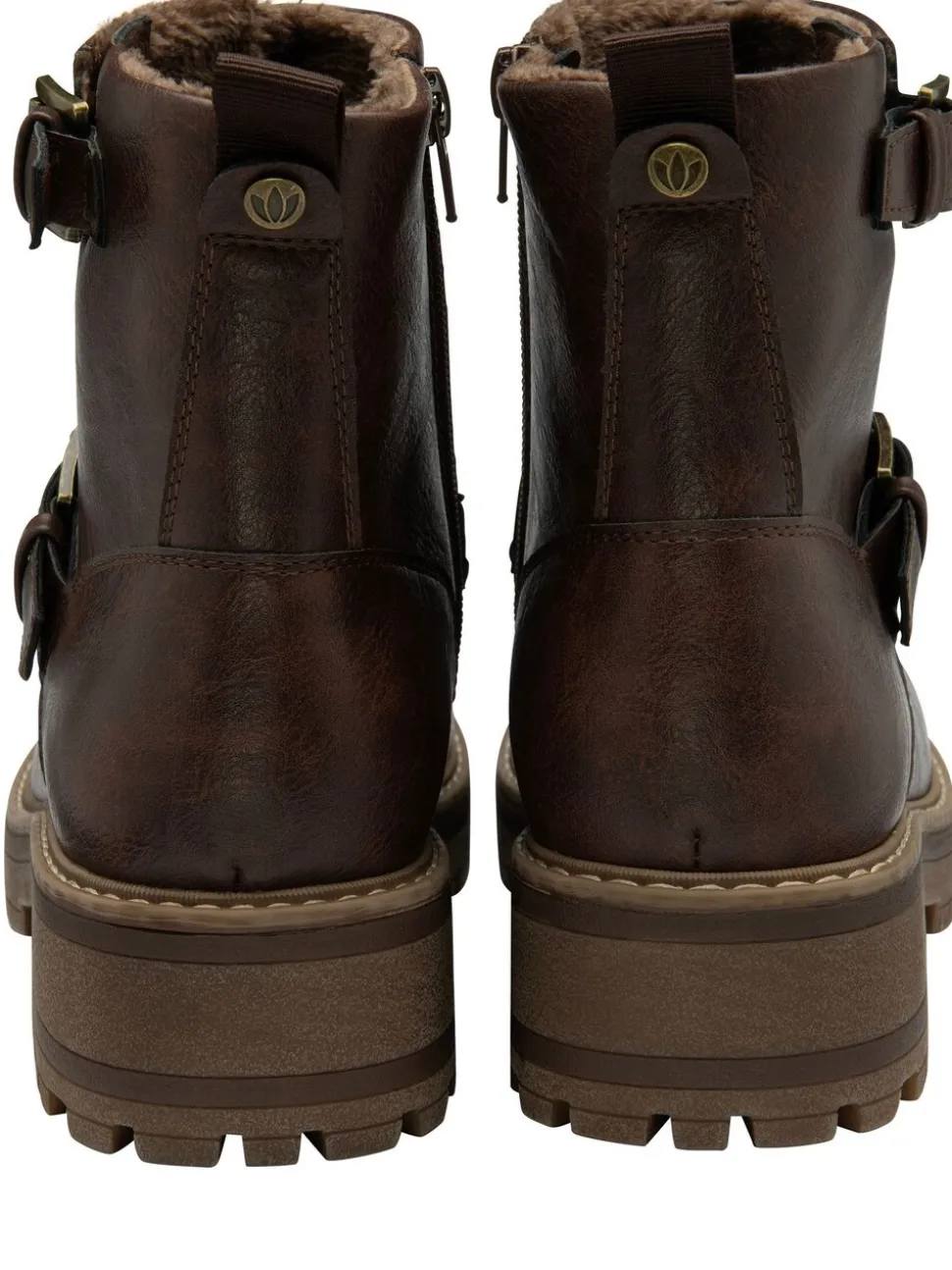 Lotus Brown Zip-Up Ankle Boots