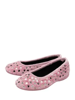 Lotus Pink Textile Ballerina Slippers