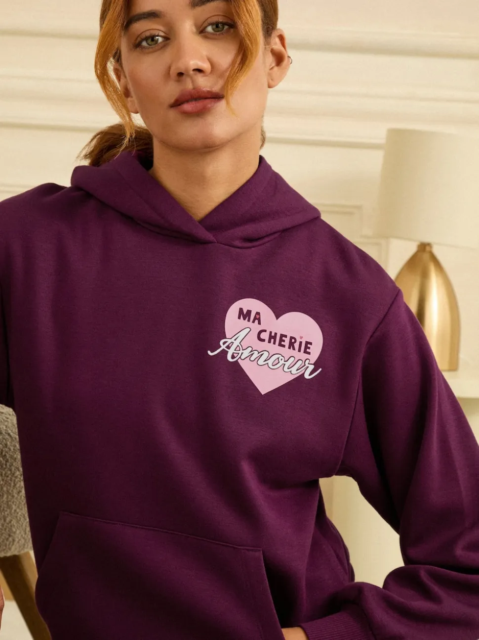 Love & Roses Berry Red Jersey Loungwear Hoodie