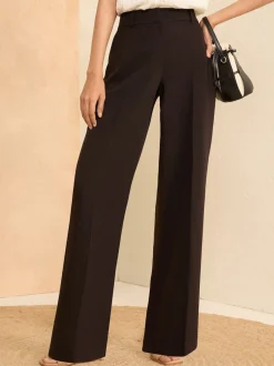 Love & Roses Black Black Petite Wide Leg Trousers