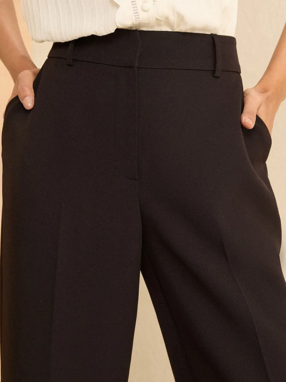 Love & Roses Black Black Petite Wide Leg Trousers