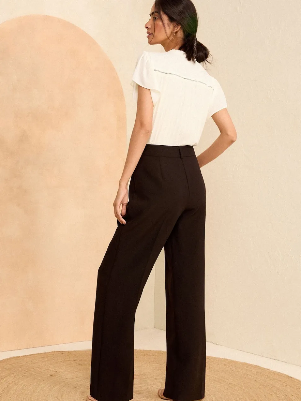 Love & Roses Black Black Petite Wide Leg Trousers