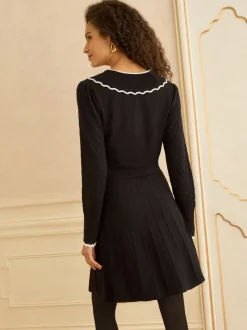 Love & Roses Black Bow Detail Knitted Mini Dress