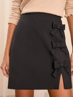 Love & Roses Black Bow Mini Skirt