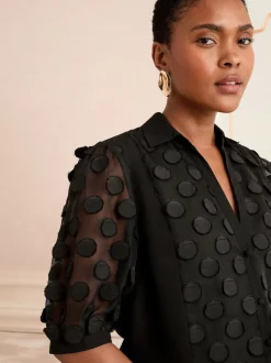 Love & Roses Black 3D Spot 3/4 Sleeve Shirt