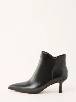 Love & Roses Black Faux Leather Kitten Heel Point Toe Smart Ankle Boots