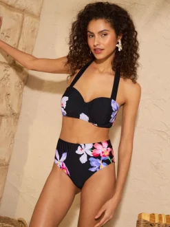 Love & Roses Black Iris Flower Moulded Cup Bikini Top