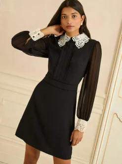 Love & Roses Black Lace Collar Mini Dress