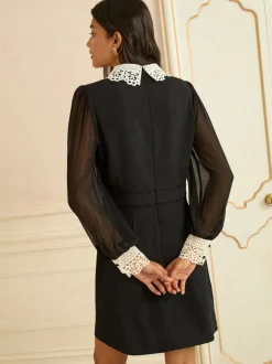 Love & Roses Black Lace Collar Mini Dress