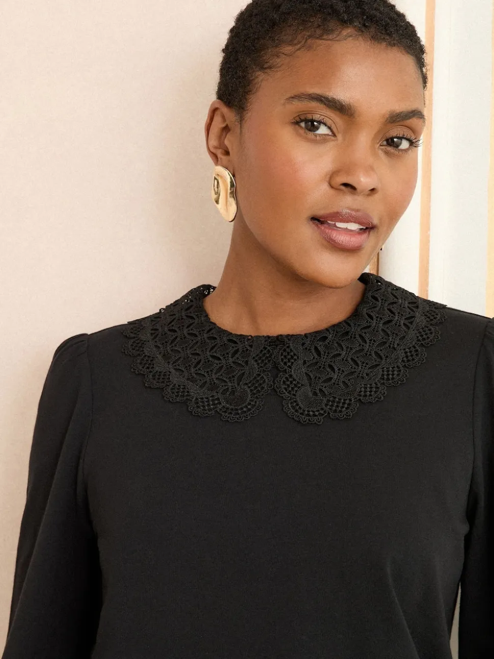 Love & Roses Black Lace Collar Blouse