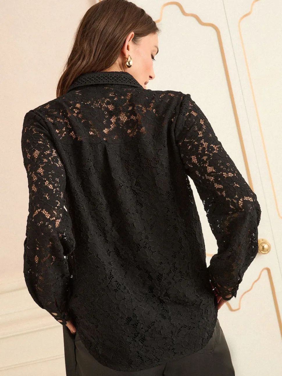 Love & Roses Black Lace Long Sleeve Shirt