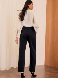 Love & Roses Black Straight Leg Trousers