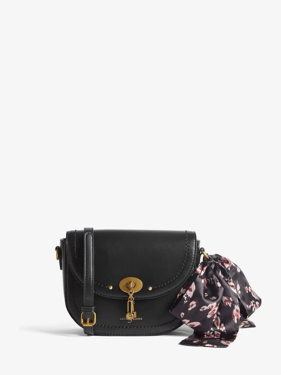Love & Roses Black Suedette Saddle Cross-Body Bag