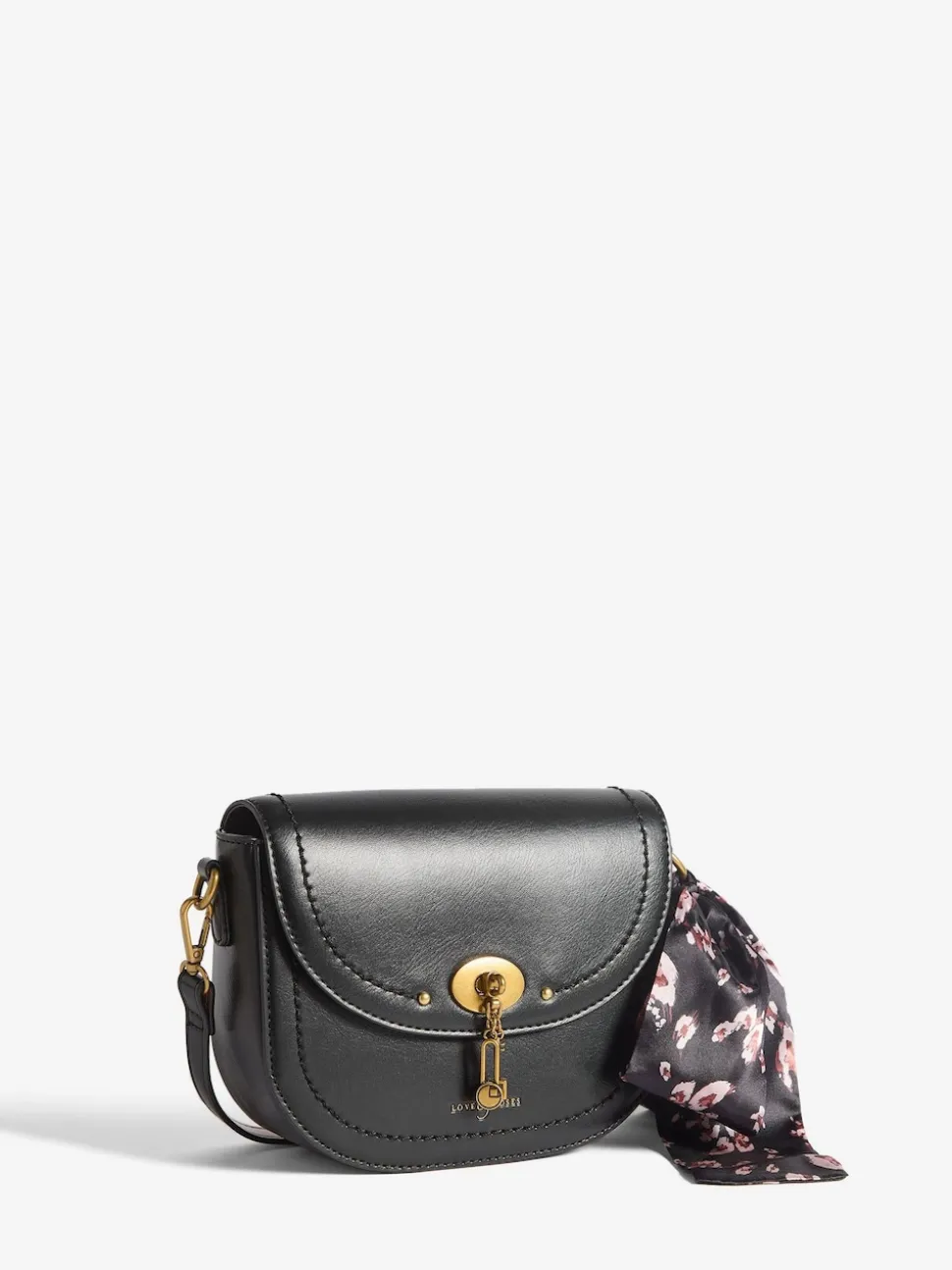 Love & Roses Black Suedette Saddle Cross-Body Bag