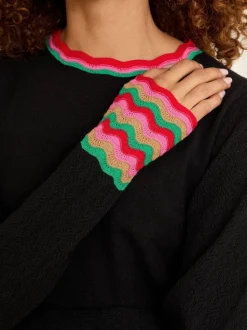 Love & Roses Black Wavy Rainbow Stripe Knit Jumper