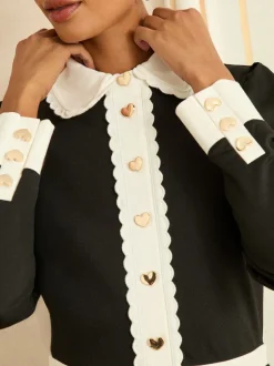 Love & Roses Black/White Long Sleeve Contrast Collar Mini Dress