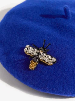 Love & Roses Blue Embellished Beret Hat