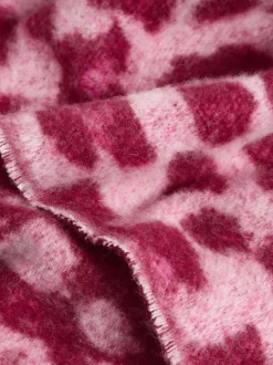 Love & Roses Burgundy Leopard Print Brushed Scarf
