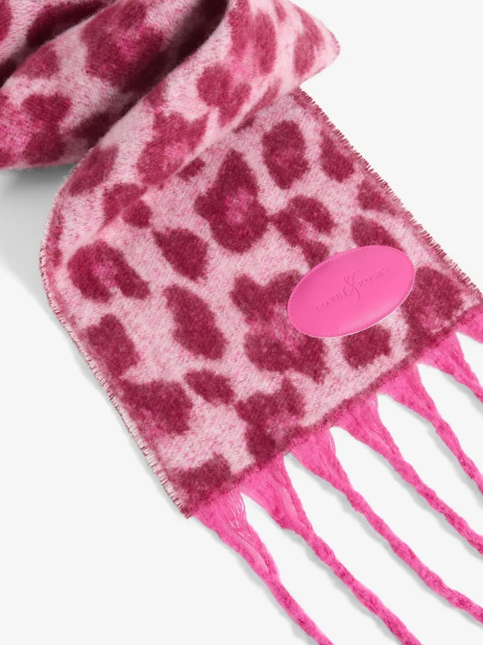 Love & Roses Burgundy Leopard Print Brushed Scarf