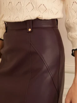 Love & Roses Burgundy Red Petite Faux Leather Mini Skirt