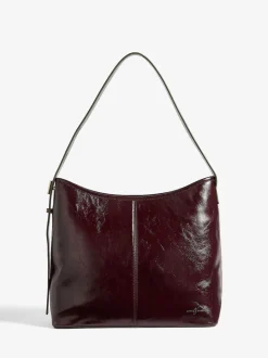 Love & Roses Burgundy Woven Slouchy Tote Bag