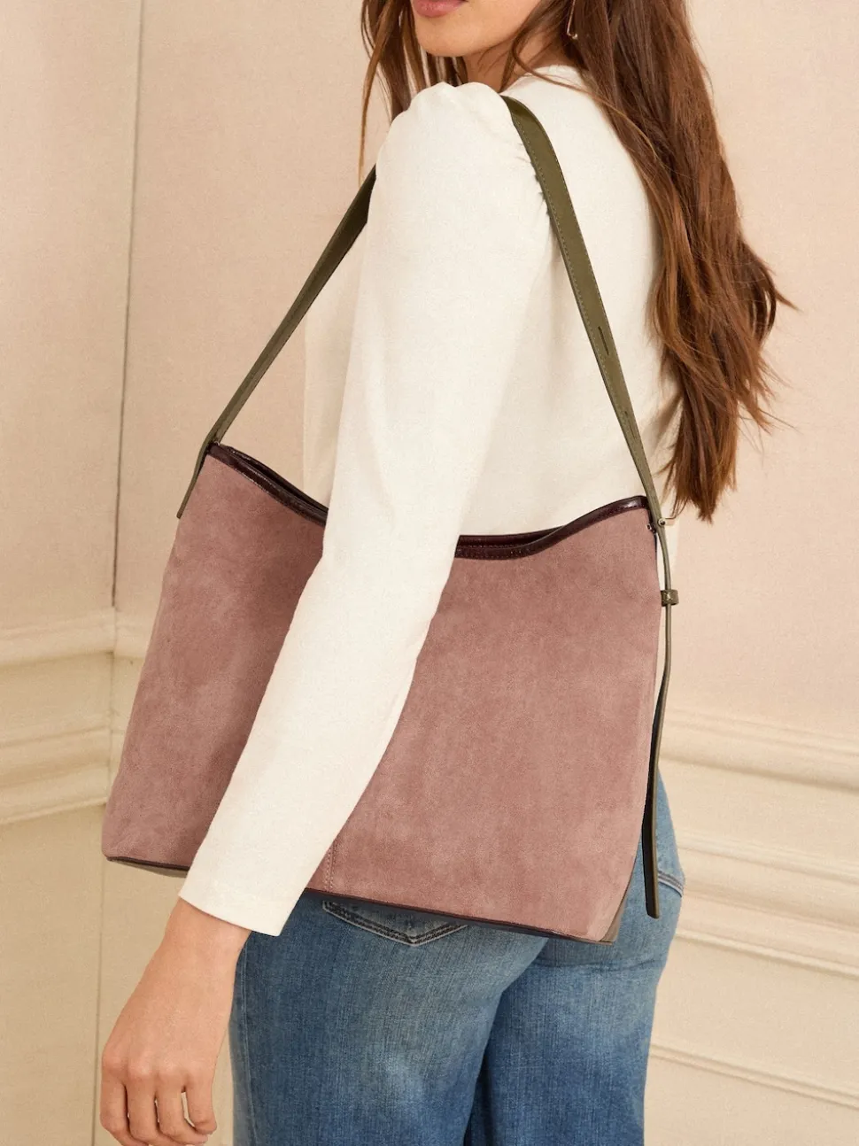 Love & Roses Burgundy Woven Slouchy Tote Bag