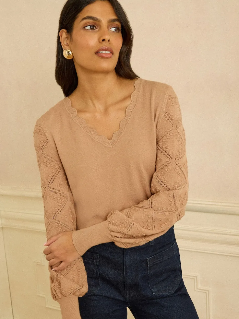 Love & Roses Camel Jumper