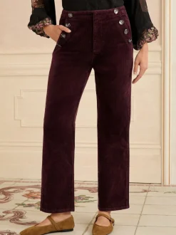Love & Roses Cherry Red Corduroy Straight Trousers