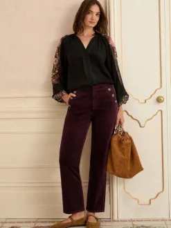 Love & Roses Cherry Red Corduroy Straight Trousers