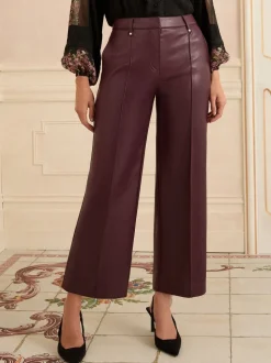 Love & Roses Cherry Red Faux Leather Wide Crop Skirt