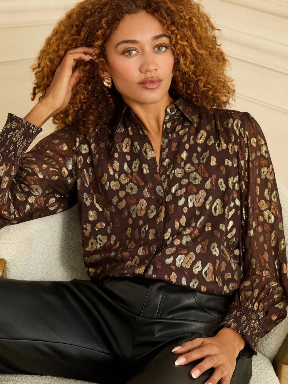 Love & Roses Chocolate Brown Printed Long Sleeve Shirt